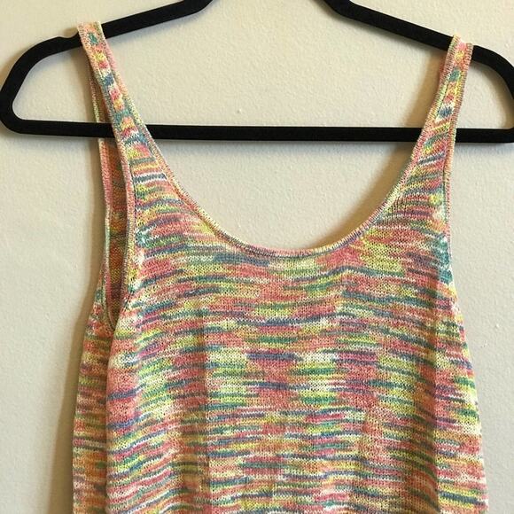 O’Neill M tank top yellow blue fringe cut out bohemian summer vacation casual - Picture 2 of 7